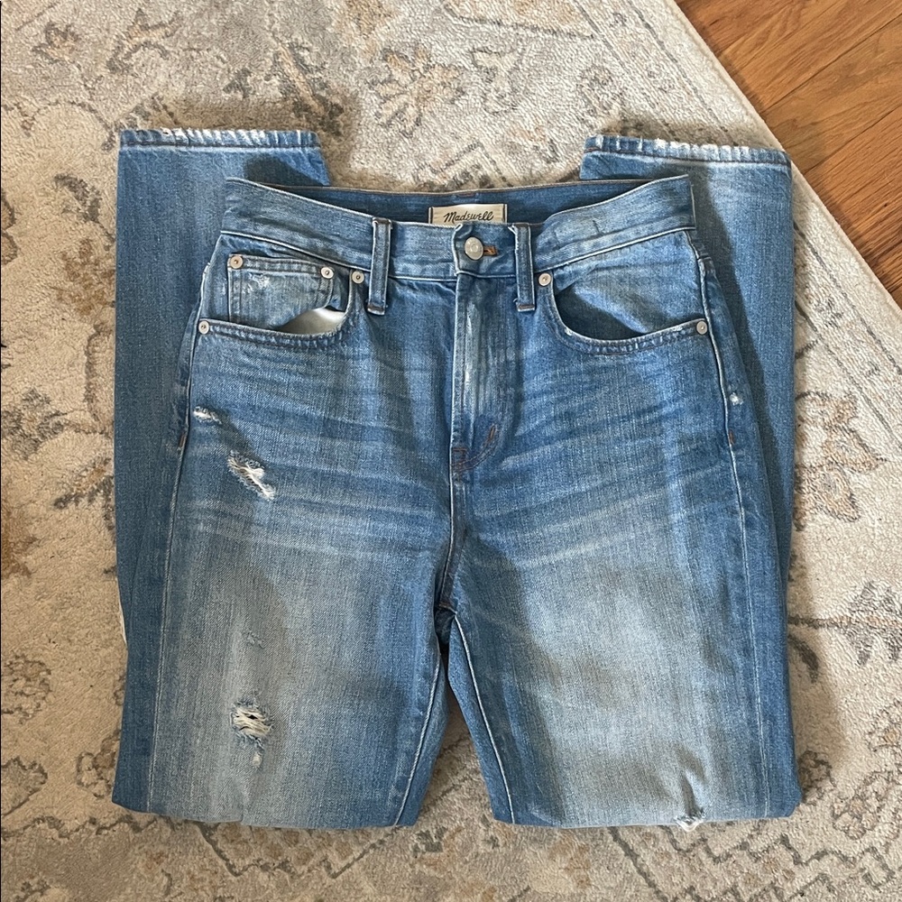 Madewell Women’s Perfect Vintage Jeans  Light Blue Distressed Jeans